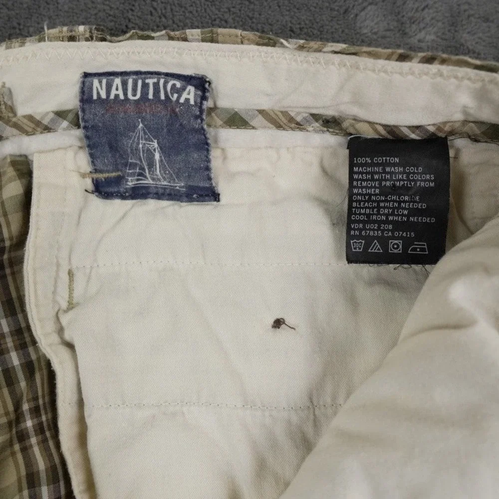 VTG Nautica Clipper Cargo Shorts Men 35 Plaid Relaxed Fit Cotton NS-83 Hong Kong